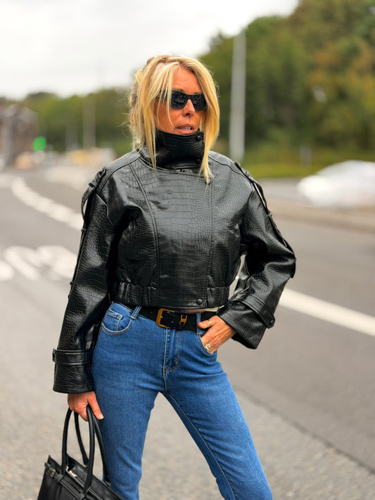 Veste simili croco "Sandy" Noir