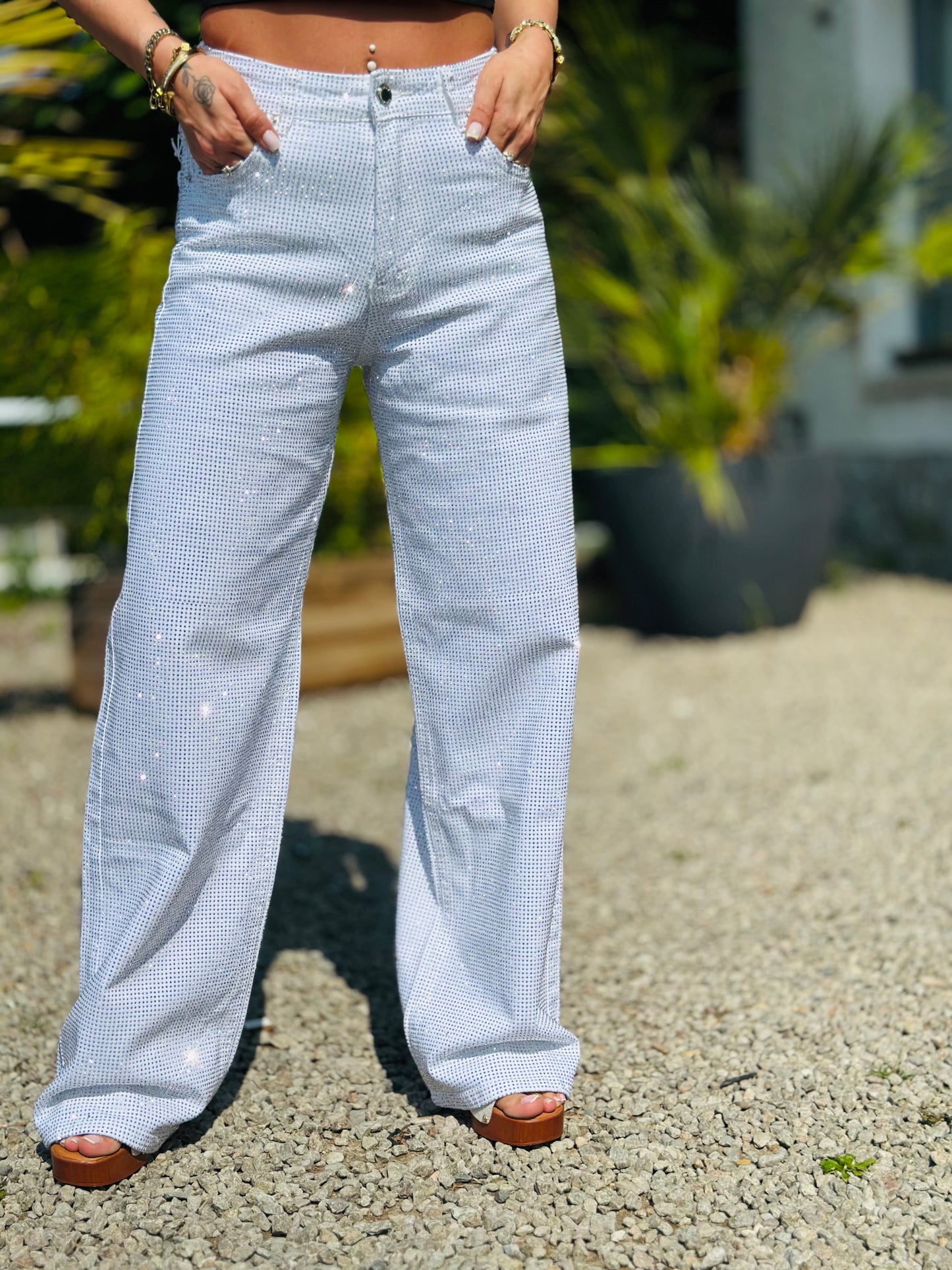 Jeans « FULL STRASS » BLANC
