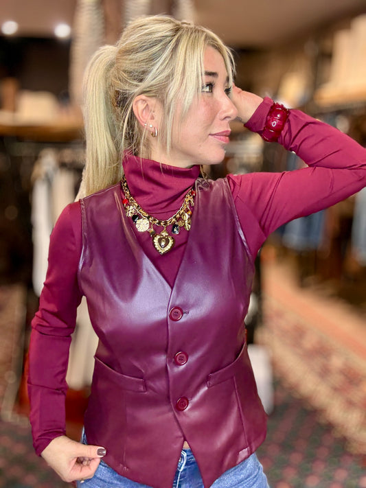 Gilet «bordeaux» similicuir
