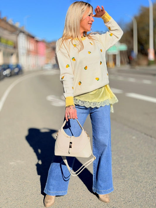 Pull "Citrique" Blanc