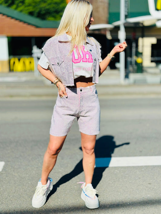 Short « FULL STRASS » ROSE