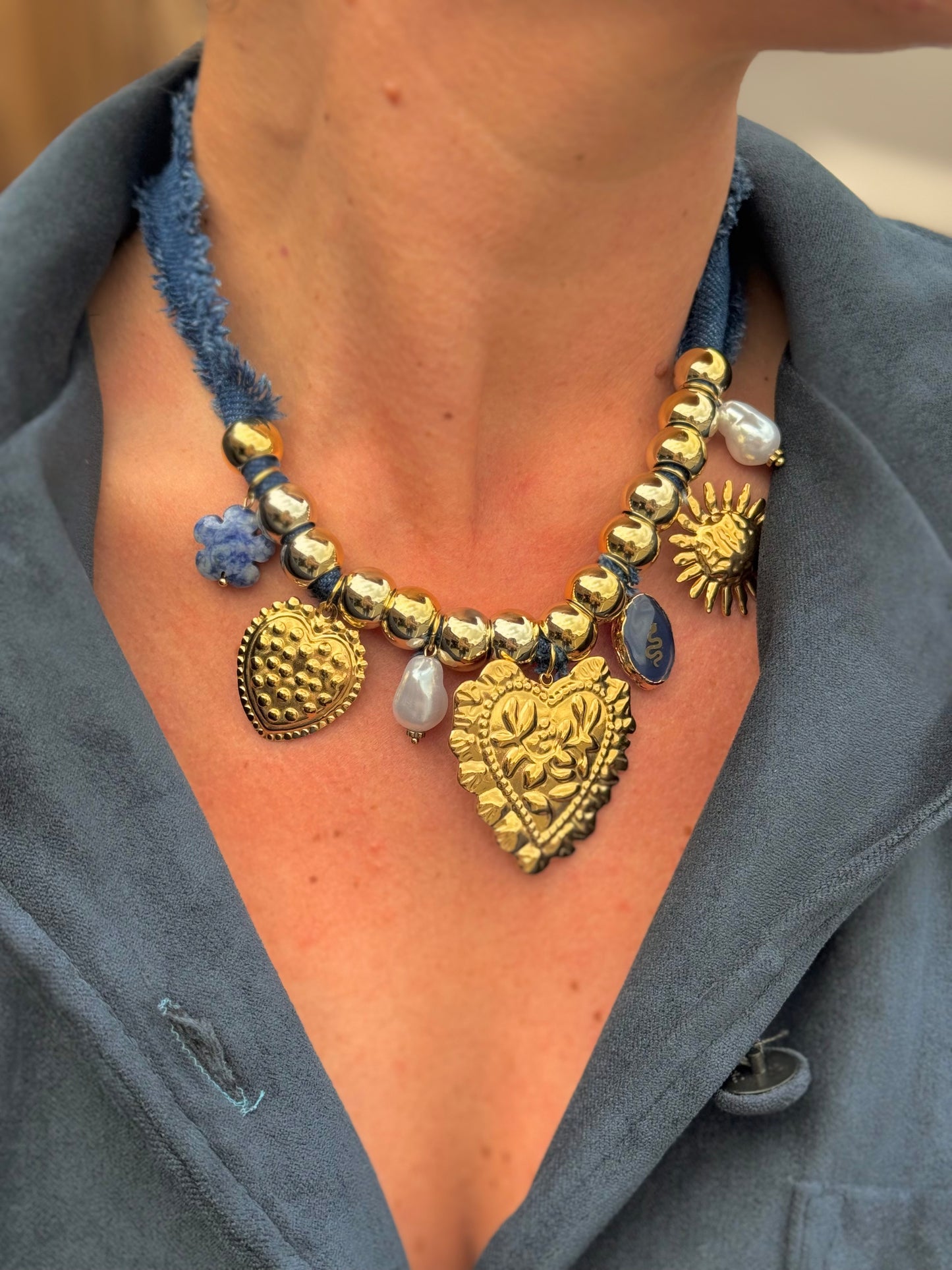 Collier « CŒUR » DENIM
