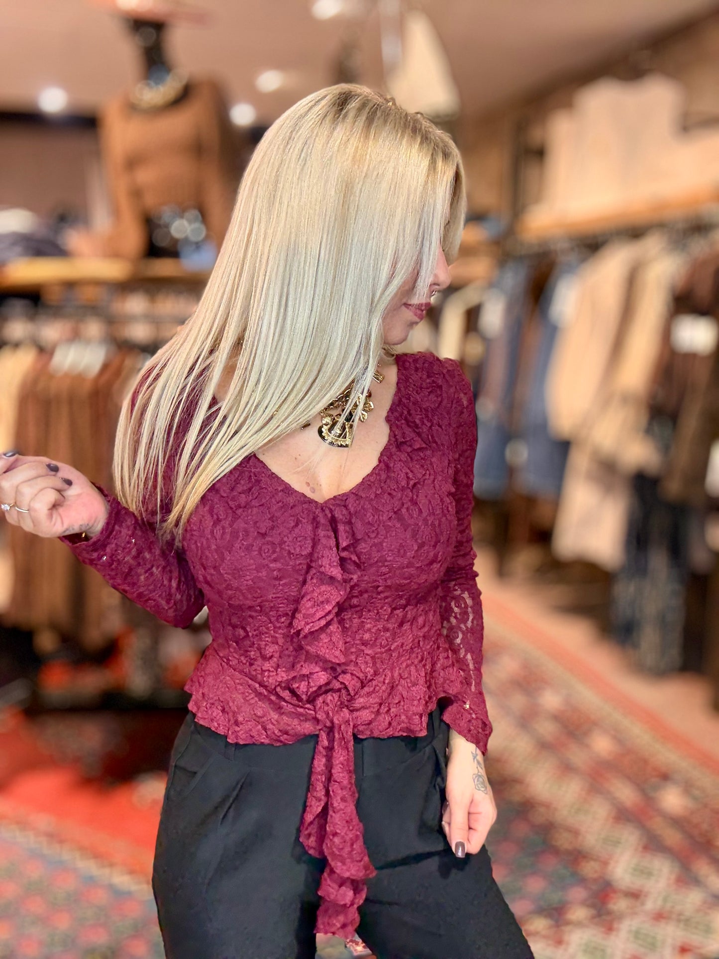 Blouse «Dentelle» bordeaux