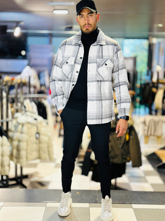 CHEMISE CARREAUX GRISE/BLANCHE