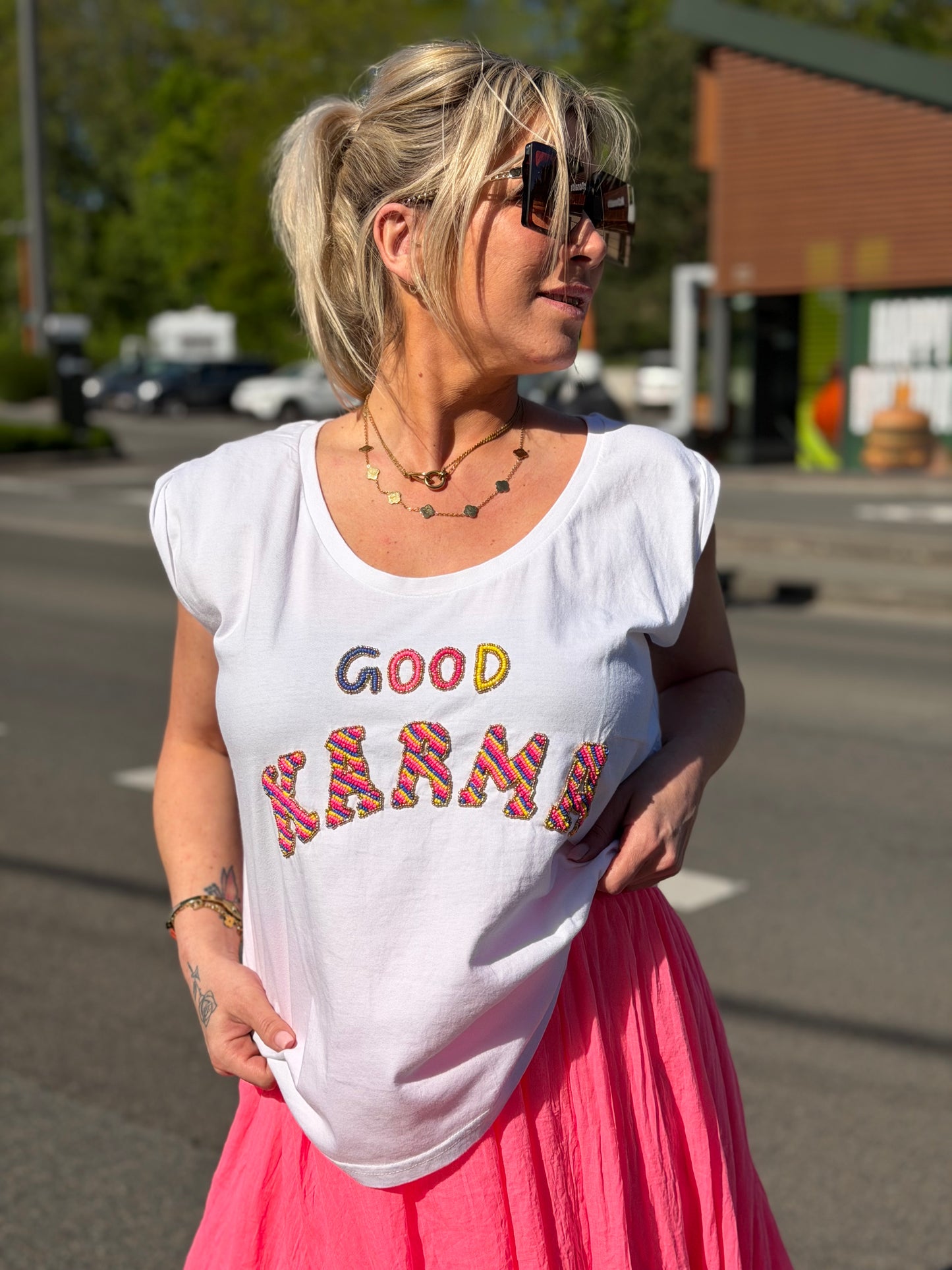 T-shirt «Karma » blanc