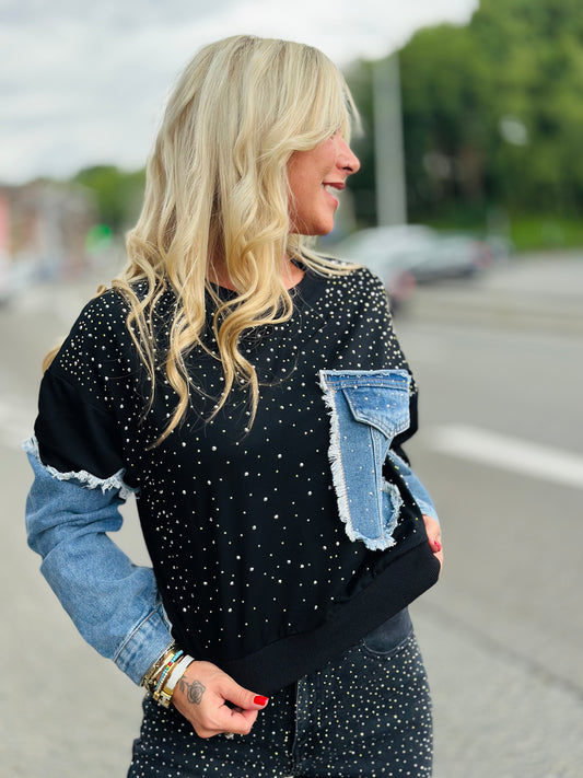 Sweat « STRASS » NOIR