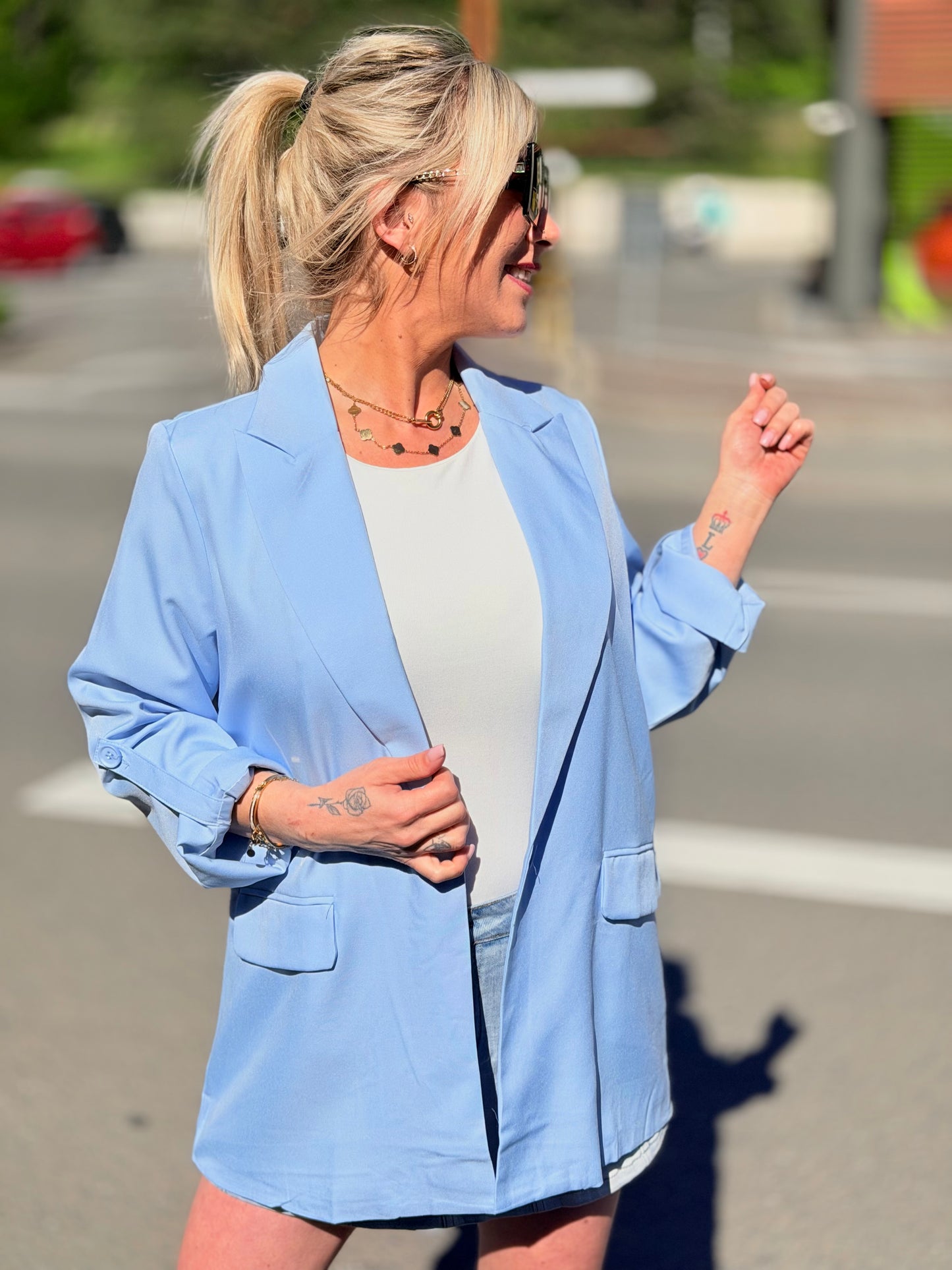 Blazer «Over» bleu ciel