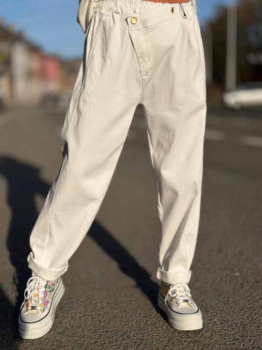 Pantalon  baggy "WHITE" Blanc