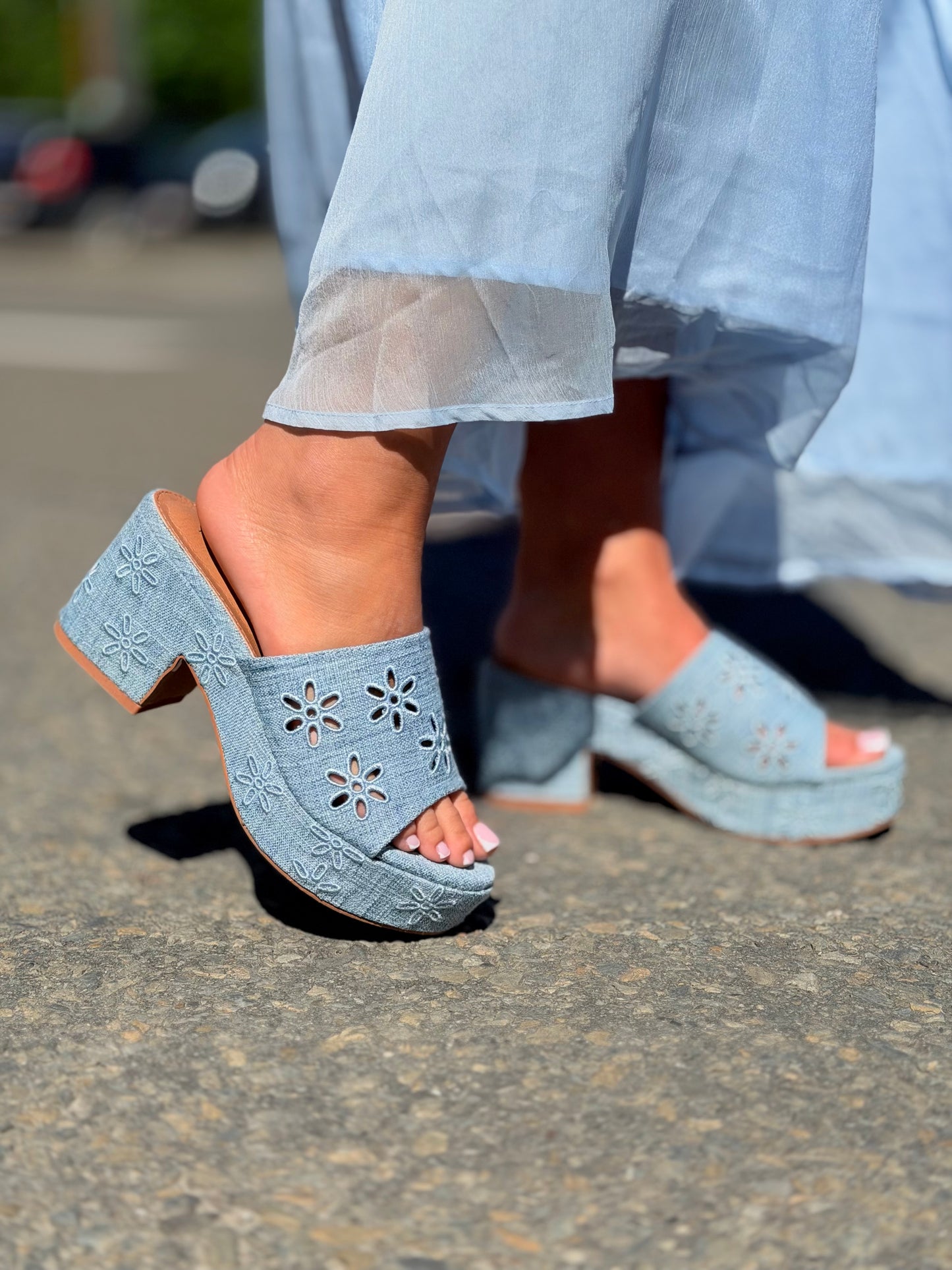 Sandales à talon «Bonnie» bleu