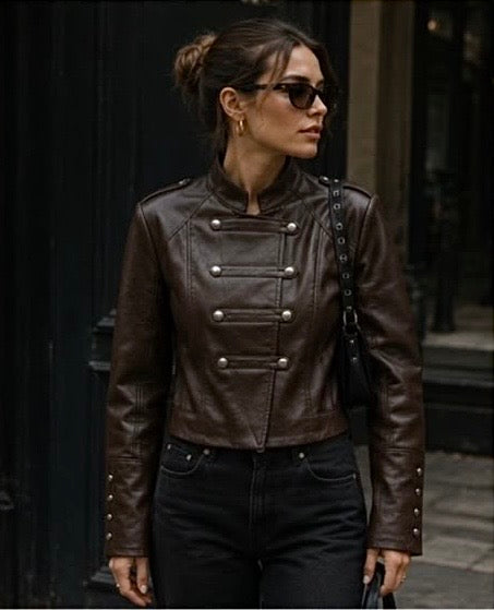 Veste similicuir "Colonel" choco