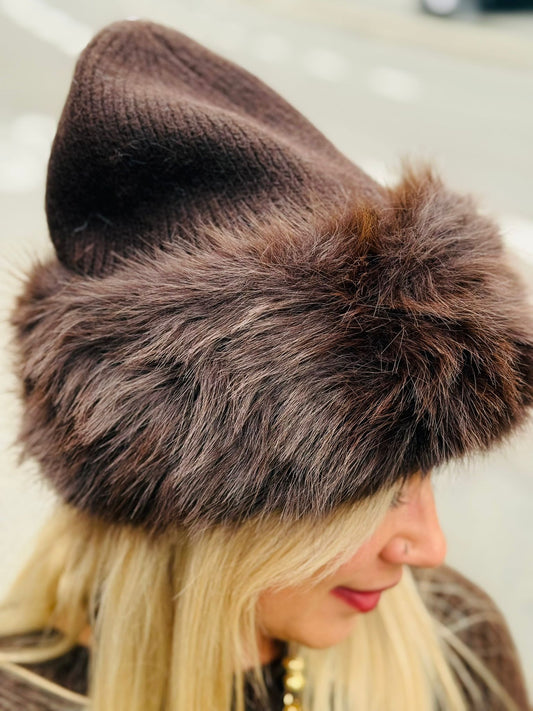 Bonnet « FOURRURE » CHOCO