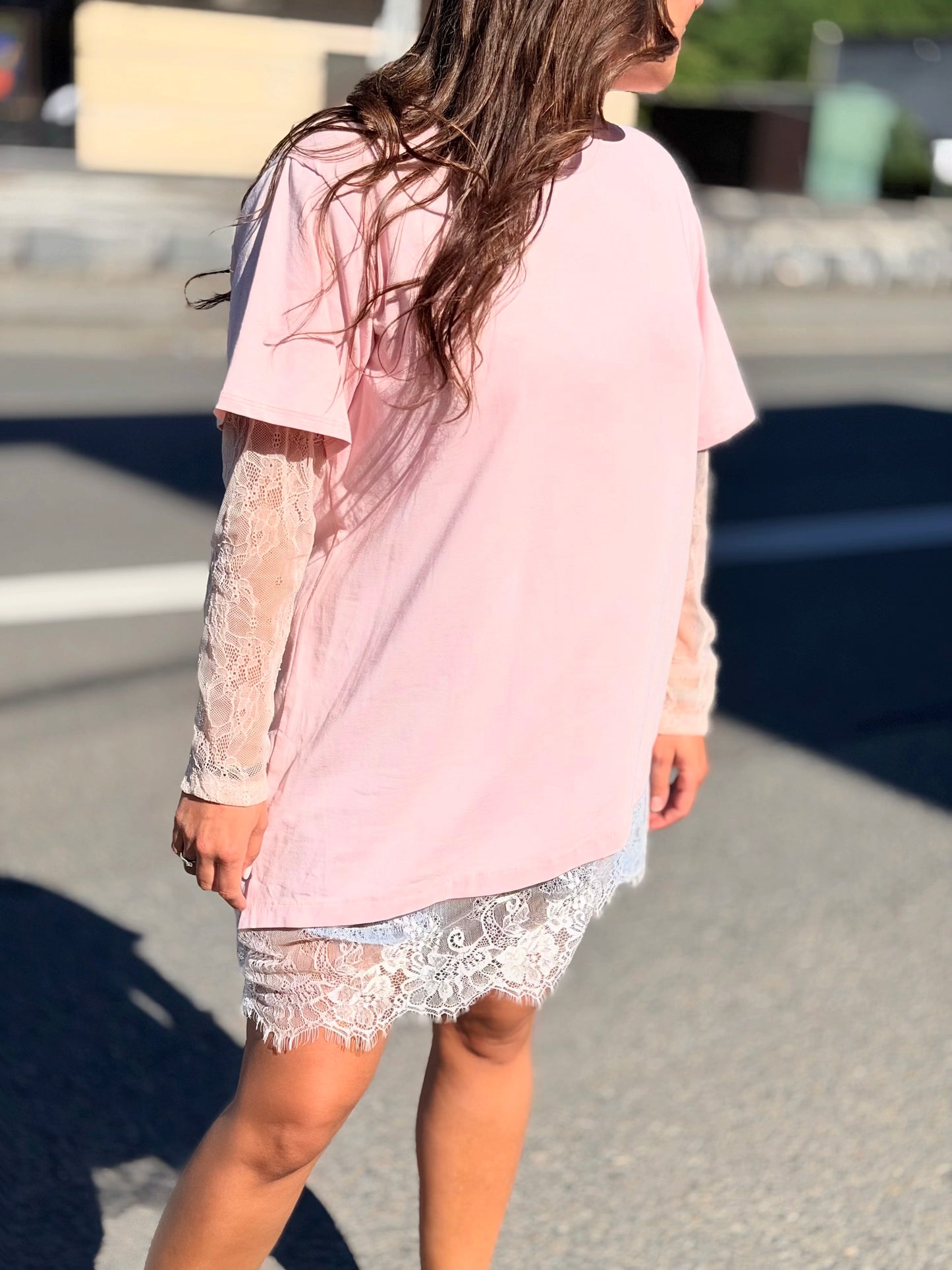 T-shirt long «Denty» rose