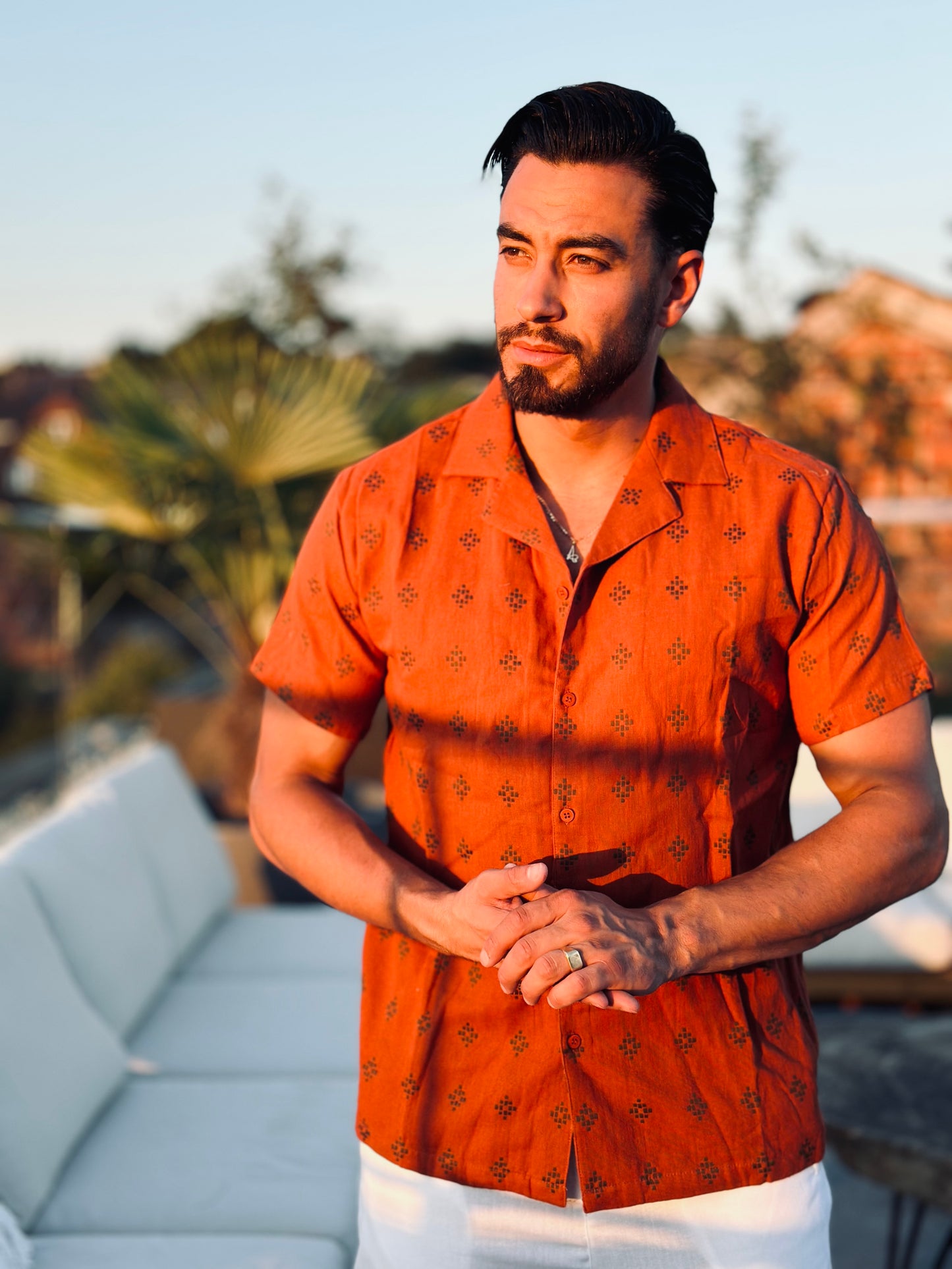 CHEMISE LINO TERRACOTA