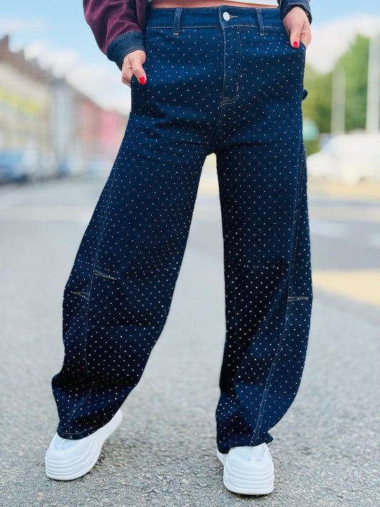 Jeans «Ballon strass» brut