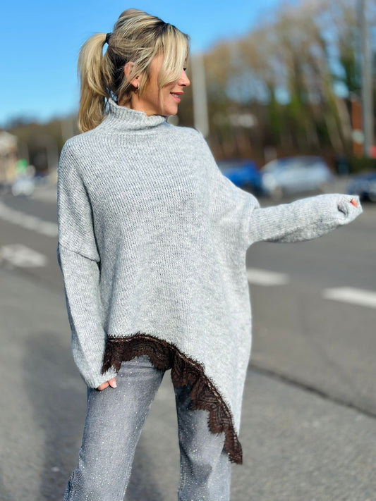 Pull " Asymétrique" Gris