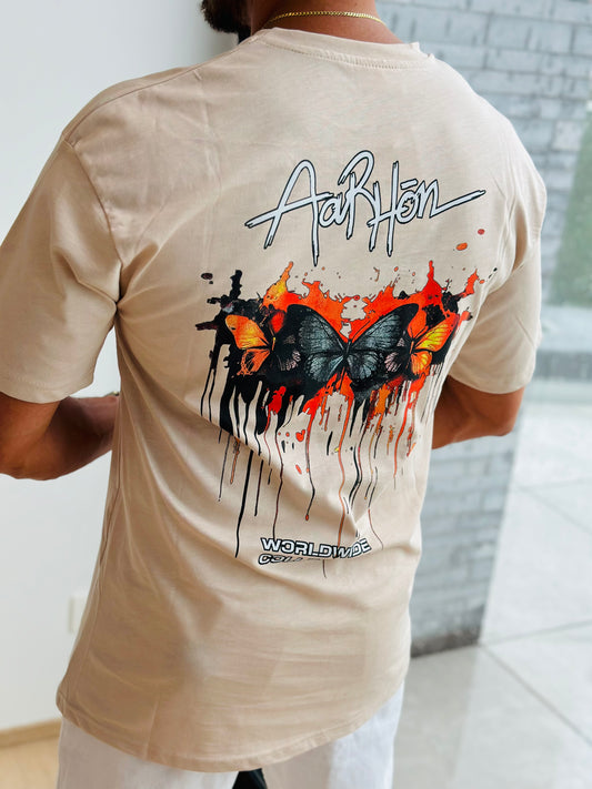 T SHIRT BUTTERFLY BEIGE