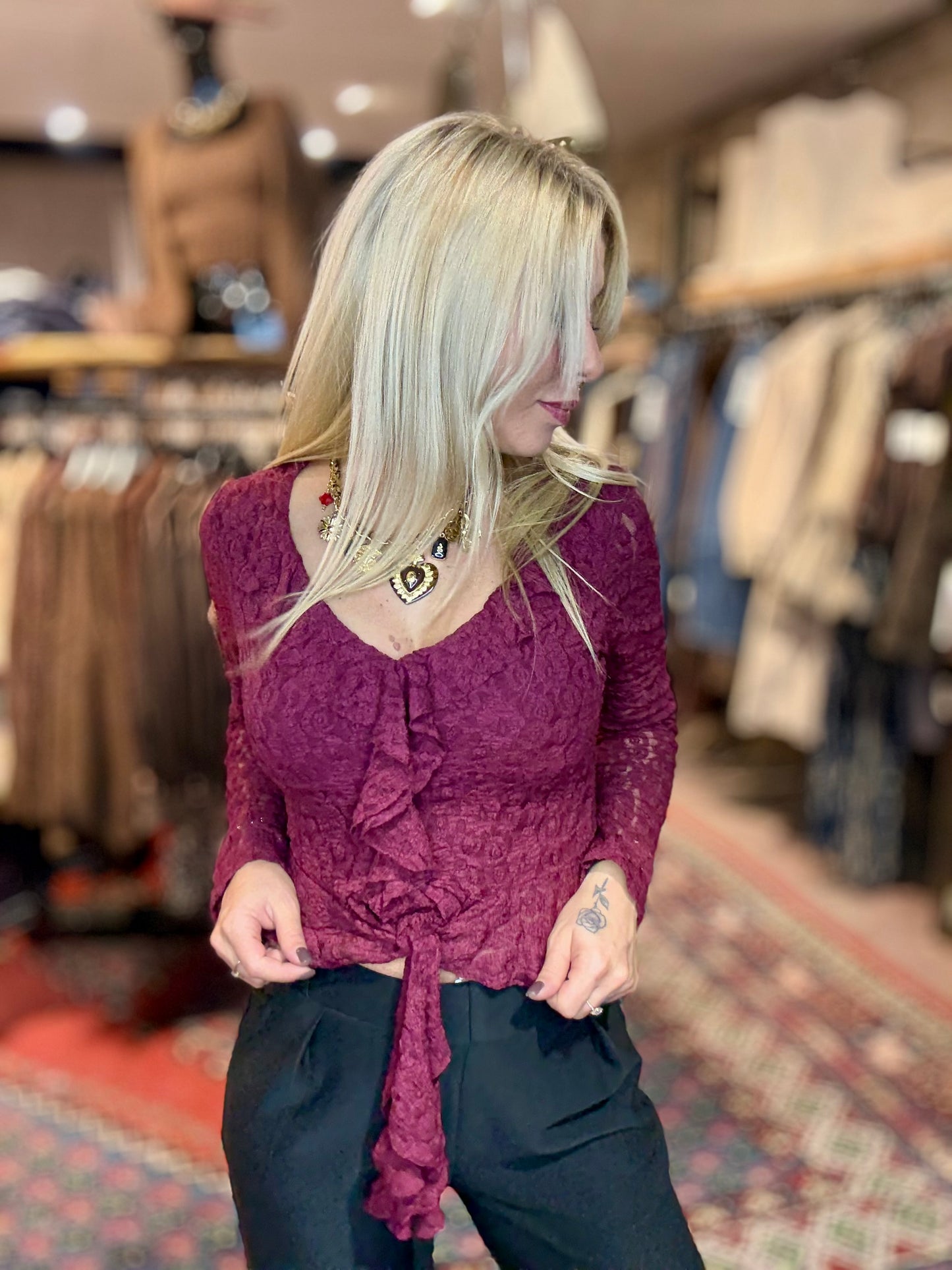 Blouse «Dentelle» bordeaux