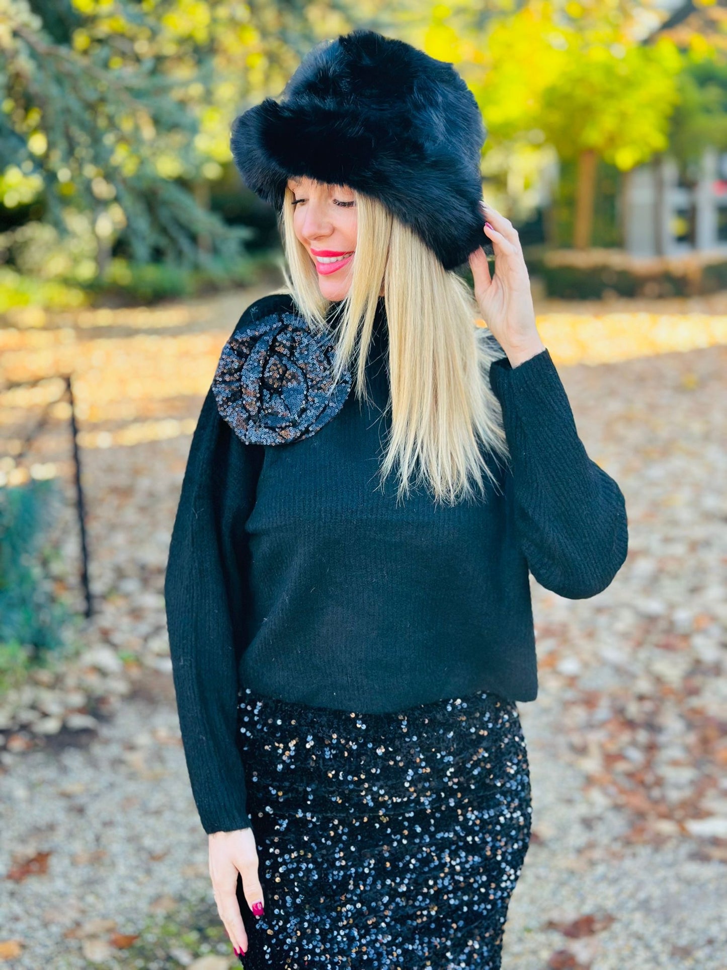 JUPE SEQUINS NOIR