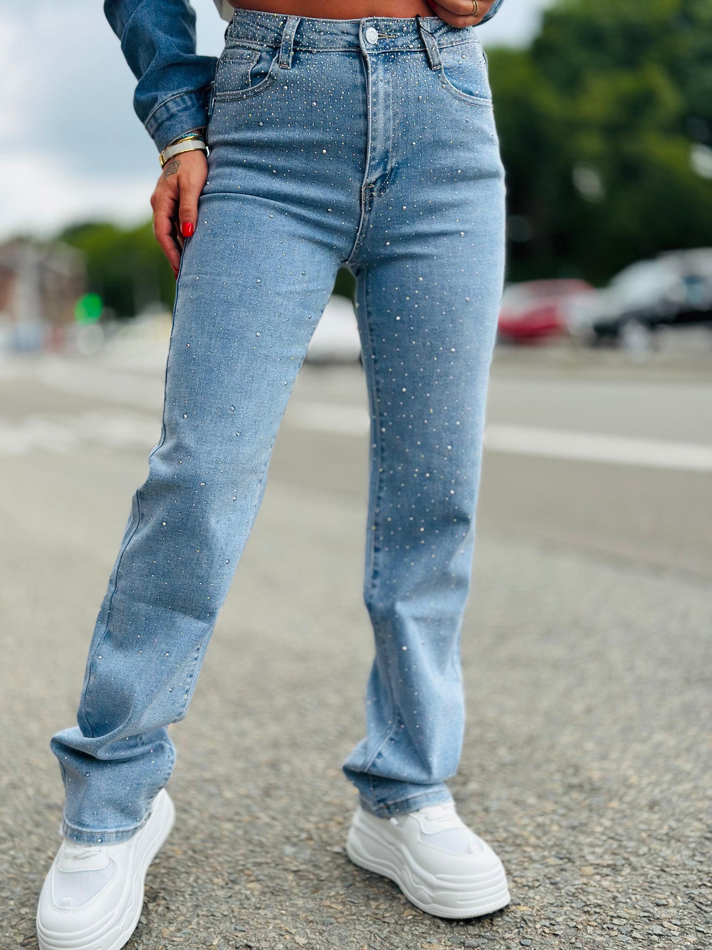 Jeans « STRASS » BLEU