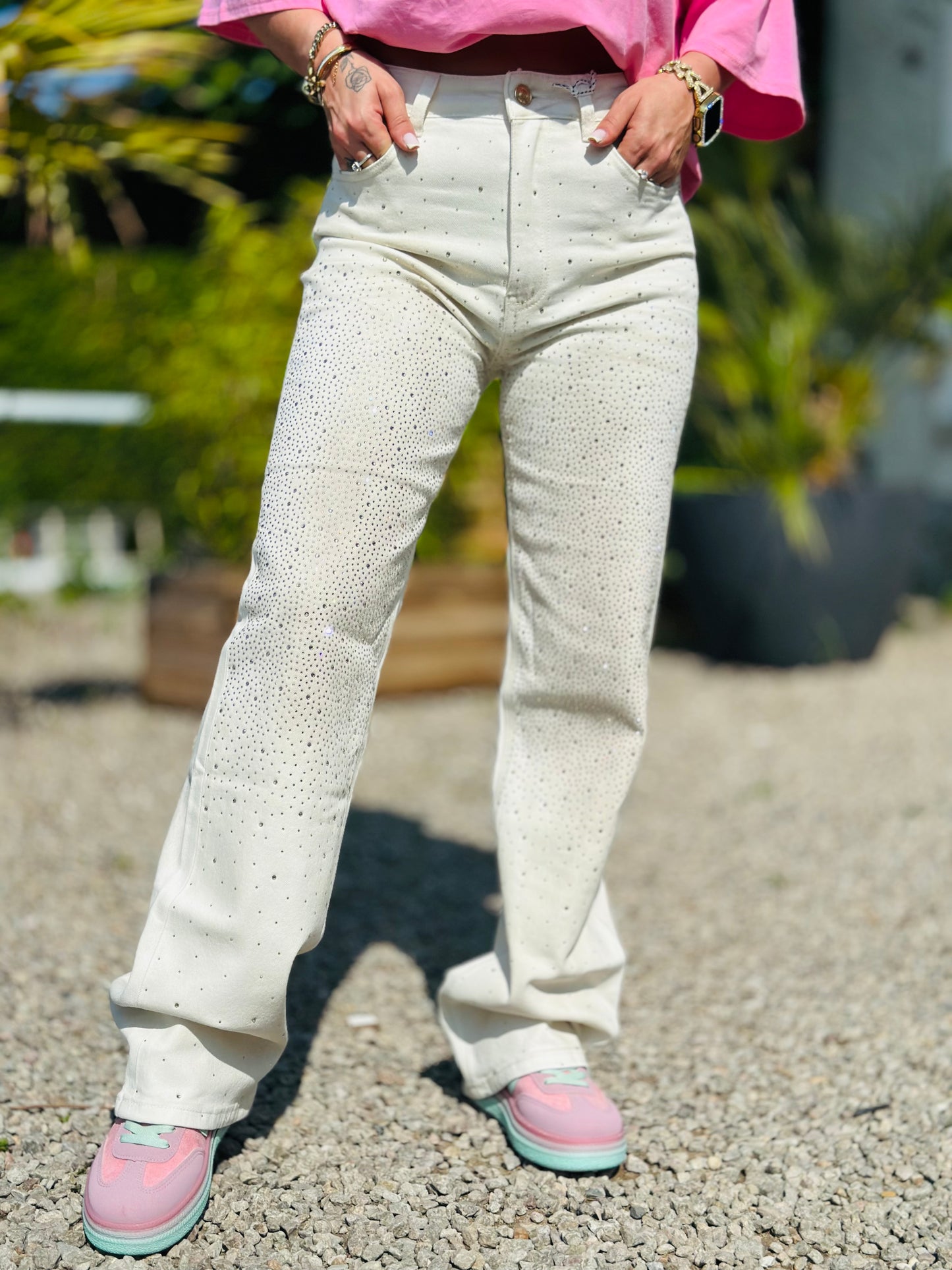 Jeans « STRASS » BEIGE