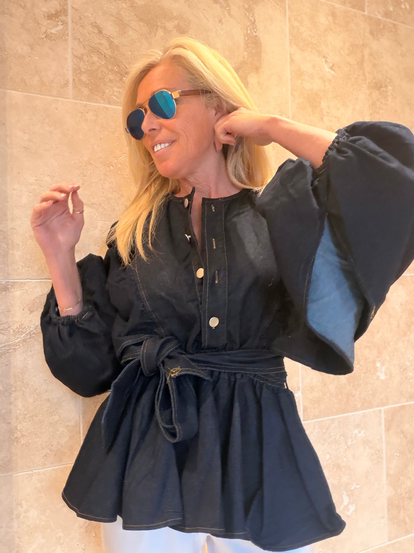 Chemisier "Cristy" jean bleu