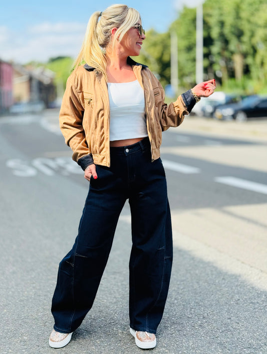 Veste « Bomber suédine » camel