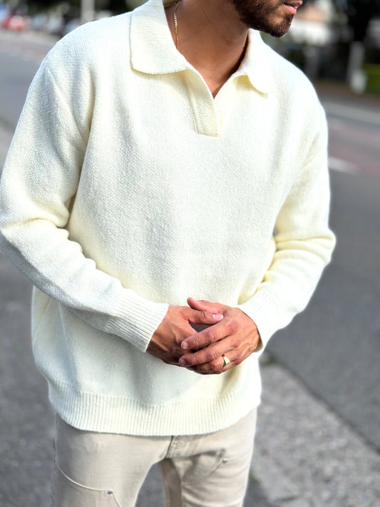 PULL COL V BEIGE