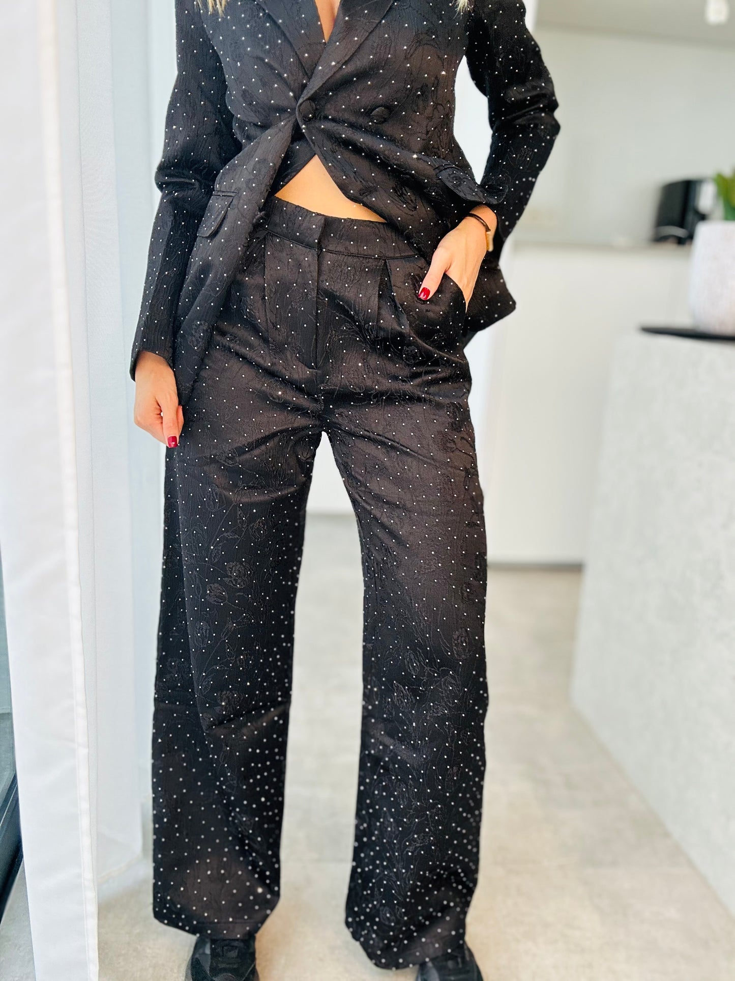 Pantalon « MARIA » NOIR STRASS