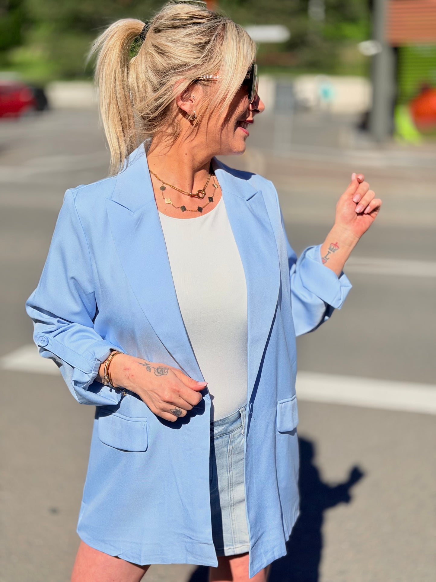 Blazer «Over» bleu ciel