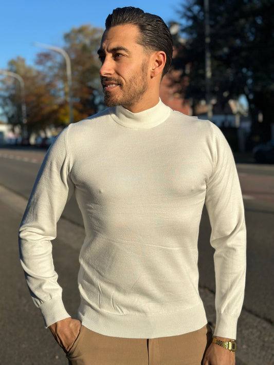 PULL COL MONTANT BLANC