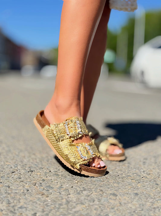 Clapettes «Disco» doré jaune