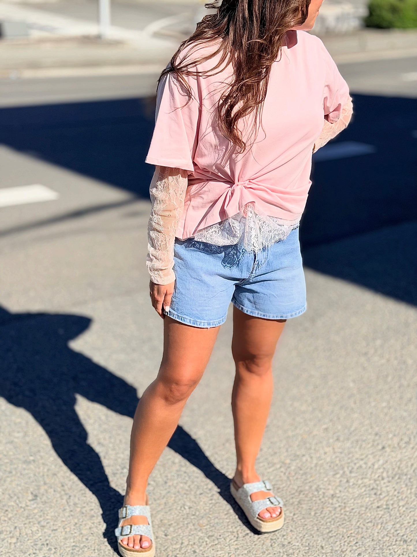 T-shirt long «Denty» rose