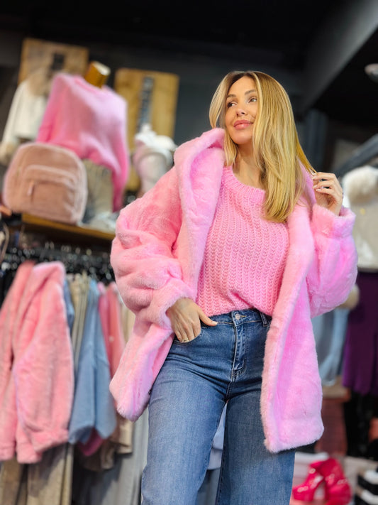 Veste fourrure « ROSE BÉBÉ »