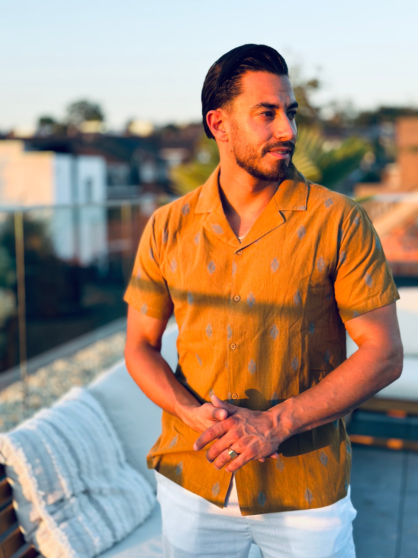 CHEMISE LINO MOUTARDE