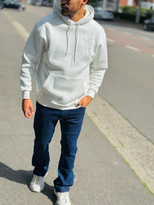SWEAT A CAPUCHE LOVE BLANC