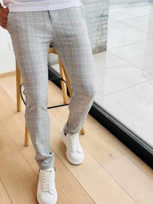 CHINO DJ GRIS/BLANC CARREAUX