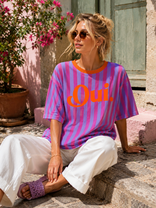 T-shirt «Oui» mauve