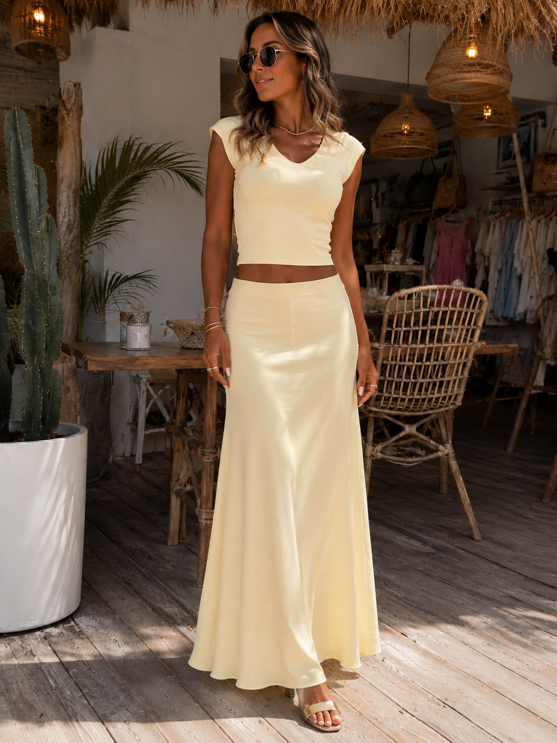 Jupe longue «Laure» jaune