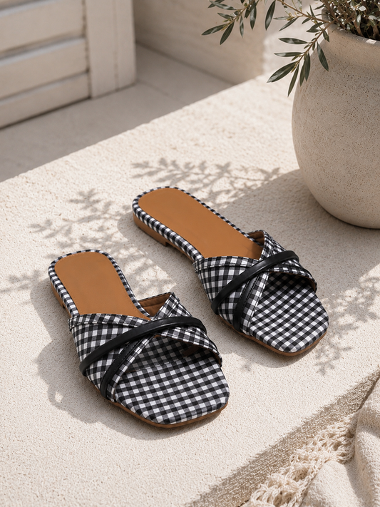 Sandales «Vichy» noir