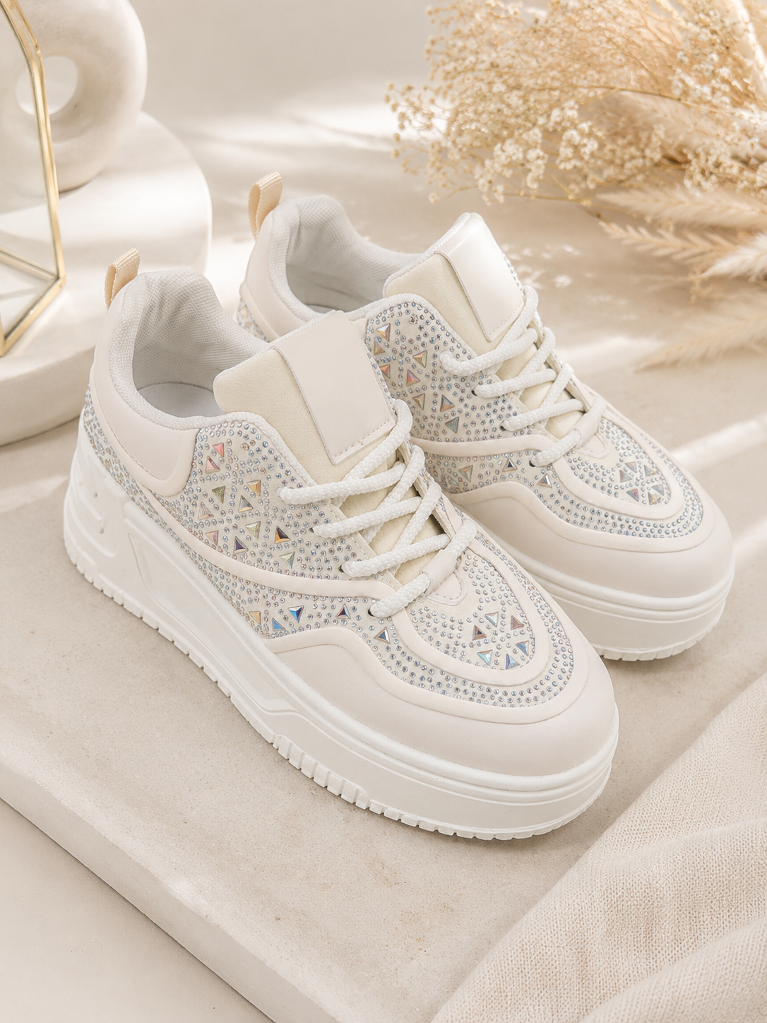 Sneakers «Strass» beige