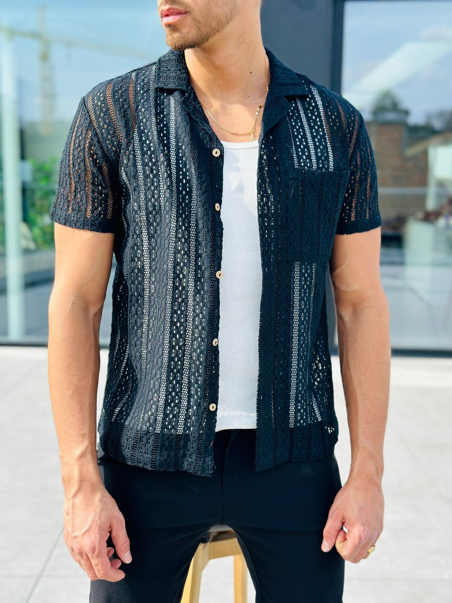 CHEMISE MANCHES COURTES NOIR