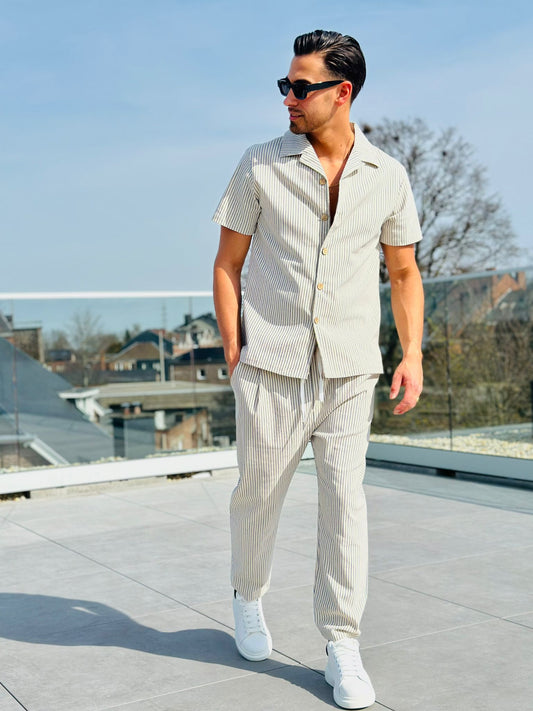 ENSEMBLE JULIANO BEIGE LIGNE BLEU