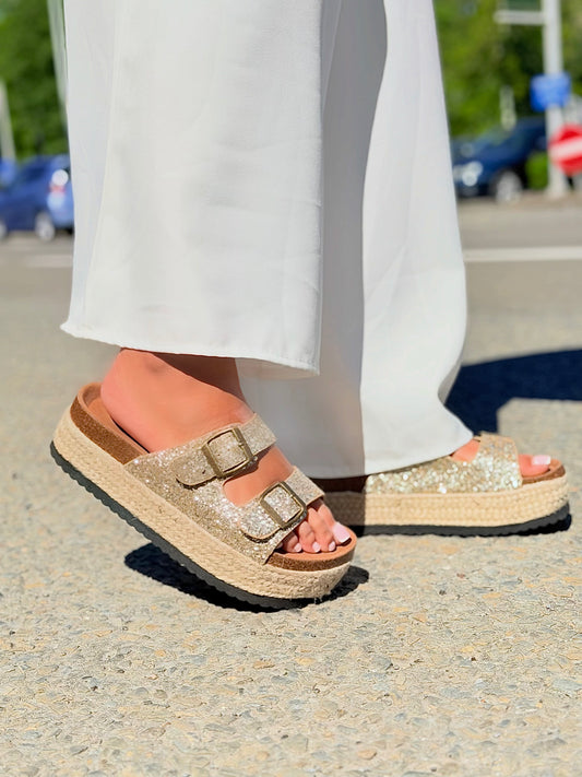 Clapettes «Pailletes» doré