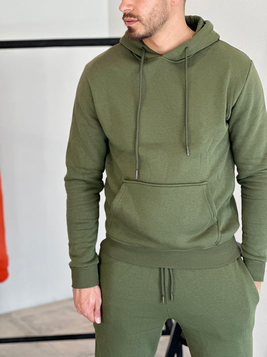 SWEAT A CAPUCHE KAKI