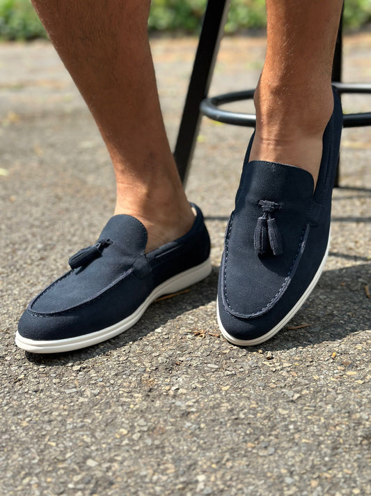 MOCASSINS EN CUIR BLEU