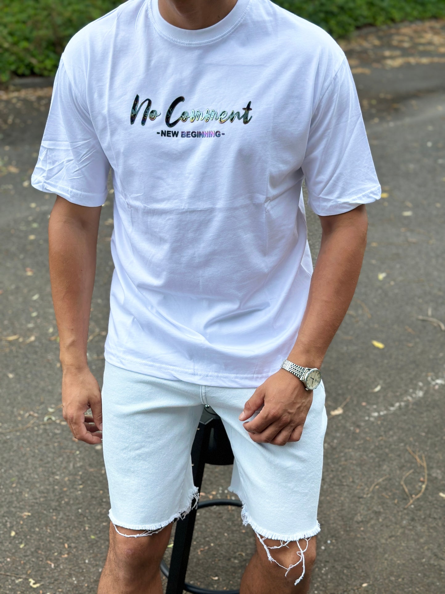 T-SHIRT NO COMMENT BLANC