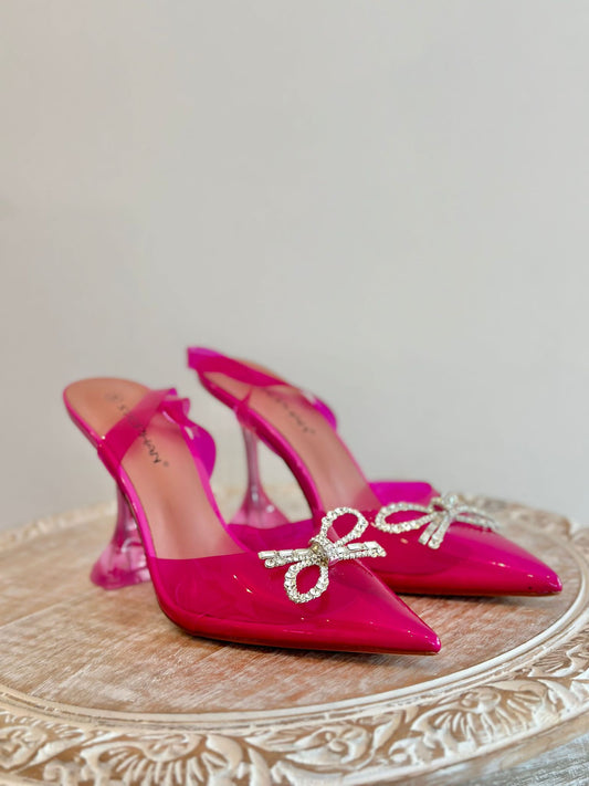 ESCARPINS NOEUD STRASS ROSE